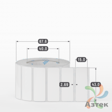 Этикетка самоклеящаяся 43х15 (рядов 1 по 1 000 шт) Полипропилен белый в рулоне, втулка 40 мм (к) IQ code 	