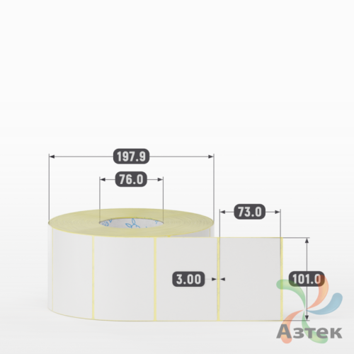 Термотрансферная этикетка 101х73 (рядов 1 по 2 500 шт) Полуглянец в рулоне, втулка 76 мм (к) IQ code
