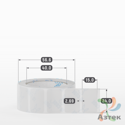 Этикетка самоклеящаяся 24х15 (рядов 1 по 500 шт) Прозрачный полипропилен в рулоне, втулка 40 мм (к) IQ code