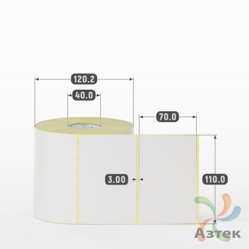 Термотрансферная этикетка 110х70 (рядов 1 по 1 000 шт) Полуглянец в рулоне, втулка 40 мм (к) IQ code