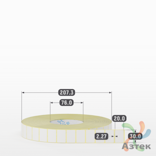 Термотрансферная этикетка 30х20 (рядов 1 по 10 000 шт) Полуглянец в рулоне, втулка 76 мм (к) IQ code