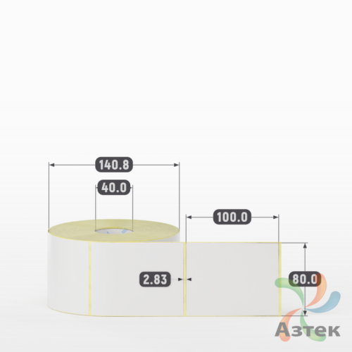 Термотрансферная этикетка 80х100 (рядов 1 по 1 000 шт) Полуглянец в рулоне, втулка 40 мм (к) IQ code