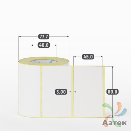 Термоэтикетка ЭКО 80х45 (рядов 1 по 500 шт)  в рулоне, втулка 40 мм (к) IQ code
