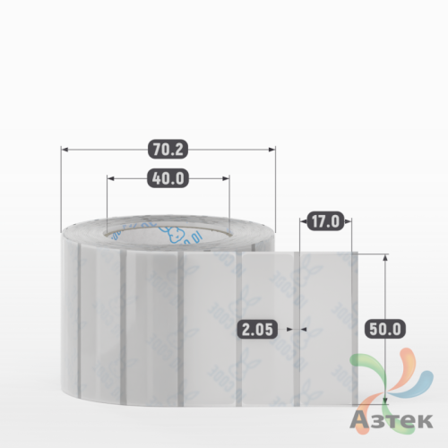 Этикетка самоклеящаяся с печатью 50х17 (рядов 1 по 1 000 шт) Прозрачный полипропилен в рулоне, втулка 40 мм (к) IQ code + Черная метка