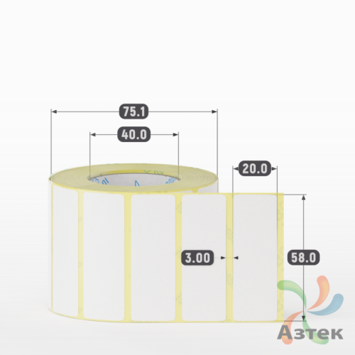 Термоэтикетка ТОП 58х20 (рядов 1 по 1 000 шт)  в рулоне, втулка 40 мм (к) IQ code