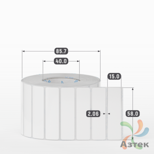 Этикетка самоклеящаяся 58х15 (рядов 1 по 2 000 шт) Полипропилен белый в рулоне, втулка 40 мм (к) IQ code 	