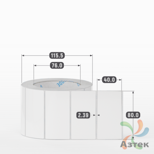Этикетка самоклеящаяся 80х40 (рядов 1 по 1 000 шт) Полипропилен белый в рулоне, втулка 76 мм (к) IQ code 	