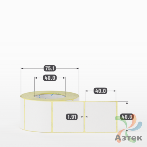 Термоэтикетка ТОП 40х40 (рядов 1 по 500 шт)  в рулоне, втулка 40 мм (к) IQ code