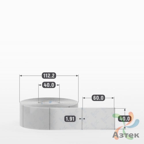 Этикетка самоклеящаяся с печатью 40х60 (рядов 1 по 1 000 шт) Прозрачный полипропилен в рулоне, втулка 40 мм (к) IQ code + Черная метка