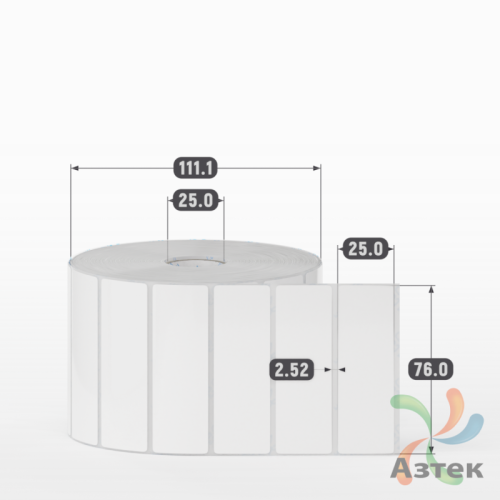 Этикетка самоклеящаяся 76х25 (рядов 1 по 2 500 шт) Полипропилен белый в рулоне, втулка 25 мм (к) IQ code 	