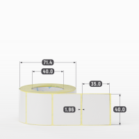 Термотрансферная этикетка 40х35 (рядов 1 по 500 шт) Полуглянец в рулоне, втулка 40 мм (к) IQ code