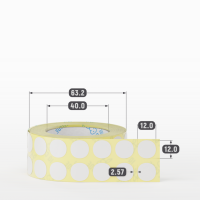 Термотрансферная этикетка круглая 12 мм (рядов 2 по 1 000 шт) Полуглянец в рулоне, втулка 40 мм (к) IQ code