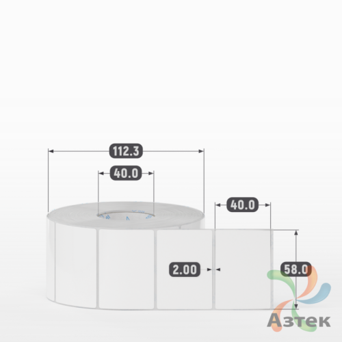 Этикетка самоклеящаяся 58х40 (рядов 1 по 1 500 шт) Полипропилен белый в рулоне, втулка 40 мм (к) IQ code 	