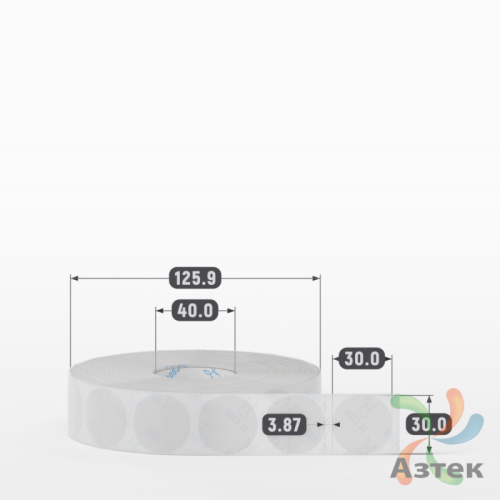 Этикетка самоклеящаяся круглая 30 мм (рядов 1 по 2 500 шт) Прозрачный полипропилен в рулоне, втулка 40 мм (к) IQ code
