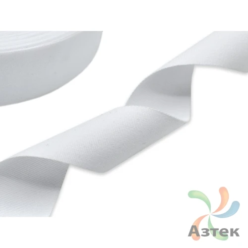 Сатиновая лента цвет Белый 30мм/200м втулка 40	 Тканный край