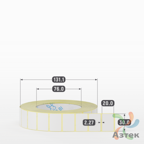 Термотрансферная этикетка 30х20 (рядов 1 по 3 000 шт) Полуглянец в рулоне, втулка 76 мм (к) IQ code