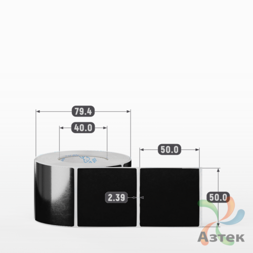 Этикетка 50х50 цветная Полипропилен (рядов 1 по 500 шт), втулка 40 мм (к) цвет - Черный   