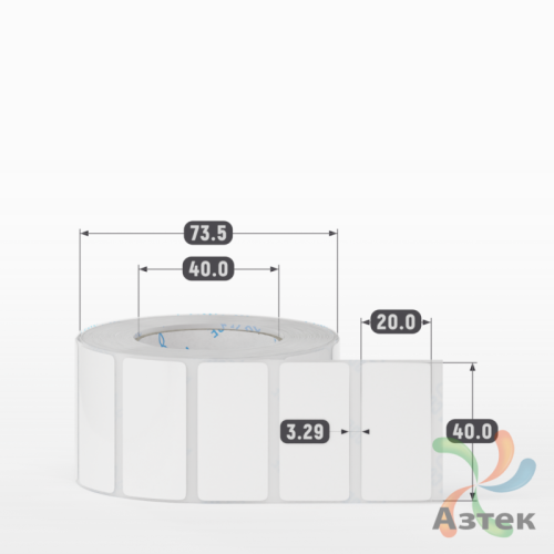 Этикетка самоклеящаяся 40х20 (рядов 1 по 1 000 шт) Полипропилен белый в рулоне, втулка 40 мм (к) IQ code 	
