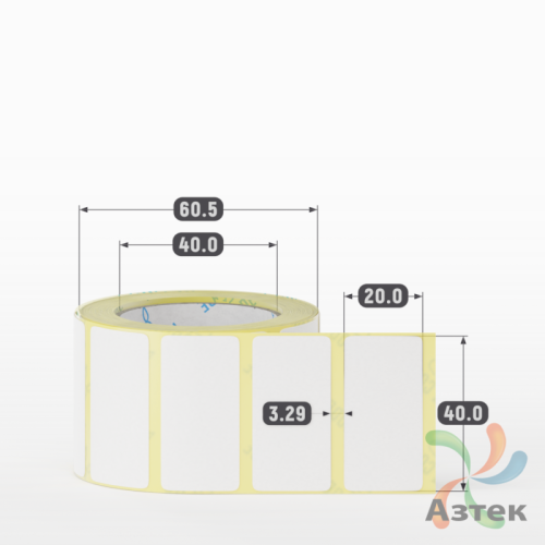 Термоэтикетка ЭКО 40х20 (рядов 1 по 500 шт)  в рулоне, втулка 40 мм (к) IQ code