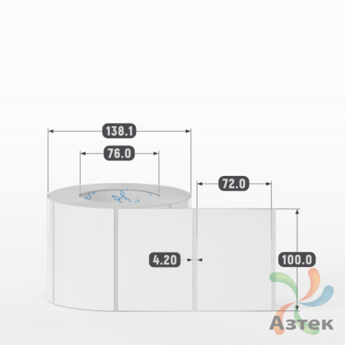 Этикетка самоклеящаяся 100х72 (рядов 1 по 1 000 шт) Полипропилен белый в рулоне, втулка 76 мм (к) IQ code 	