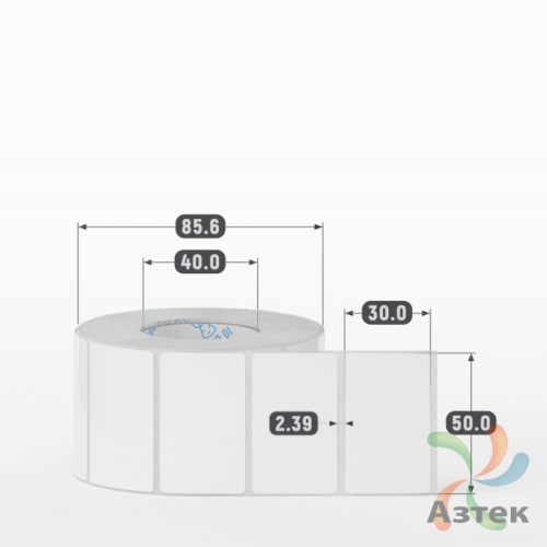 Этикетка самоклеящаяся 50х30 (рядов 1 по 1 000 шт) Полипропилен белый в рулоне, втулка 40 мм (к) IQ code 	