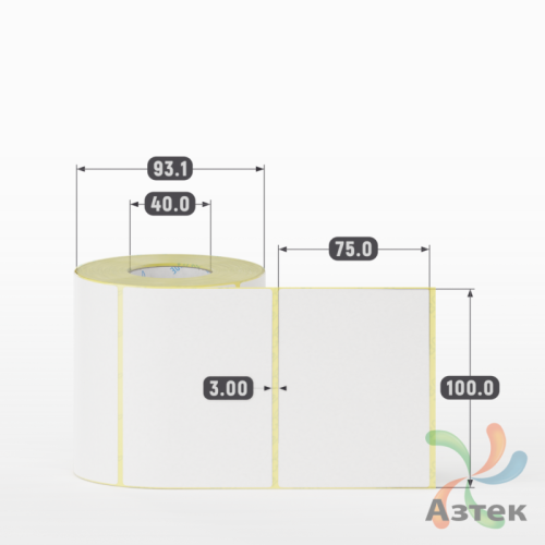 Термоэтикетка ЭКО 100х75 (рядов 1 по 500 шт)  в рулоне, втулка 40 мм (к) IQ code