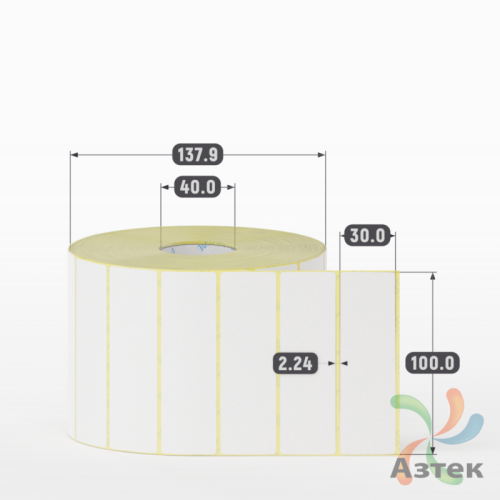 Термоэтикетка ЭКО 100х30 (рядов 1 по 3 000 шт)  в рулоне, втулка 40 мм (к) IQ code