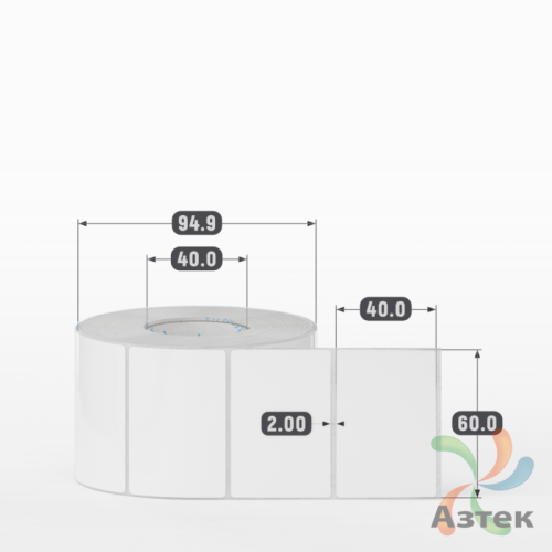 Этикетка самоклеящаяся 60х40 (рядов 1 по 1 000 шт) Полипропилен белый в рулоне, втулка 40 мм (к) IQ code 	