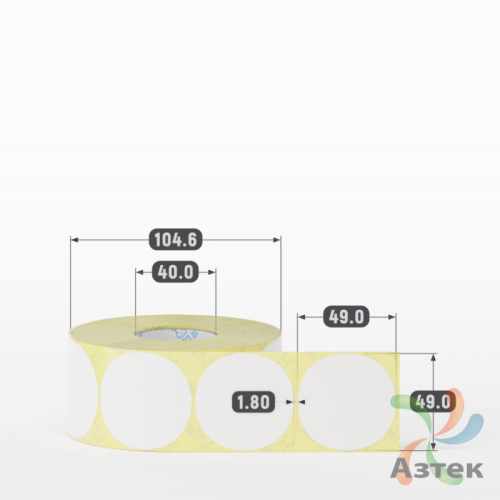 Термоэтикетка ЭКО круглая 49 мм (рядов 1 по 1 000 шт)  в рулоне, втулка 40 мм (к) IQ code