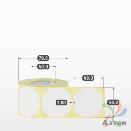 Термоэтикетка ЭКО круглая 49 мм (рядов 1 по 500 шт)  в рулоне, втулка 40 мм (к) IQ code