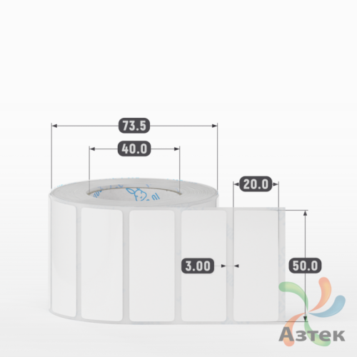 Этикетка самоклеящаяся 50х20 (рядов 1 по 1 000 шт) Полипропилен белый в рулоне, втулка 40 мм (к) IQ code 	