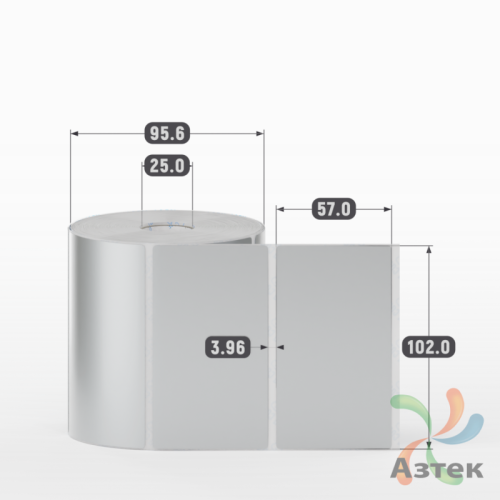 Этикетка самоклеящаяся 102х57 (рядов 1 по 1 000 шт) PET Matt Silver в рулоне, втулка 25 мм (к) IQ code