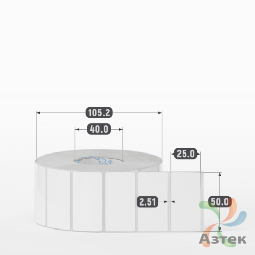 Этикетка самоклеящаяся 50х25 (рядов 1 по 2 000 шт) Полипропилен белый в рулоне, втулка 40 мм (к) IQ code 	