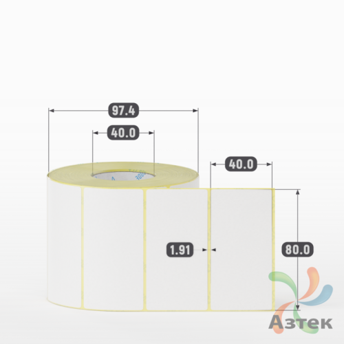 Этикетка самоклеящаяся 80х40 (рядов 1 по 1 000 шт) Termo ECO съемный клей в рулоне, втулка 40 мм (к) IQ code