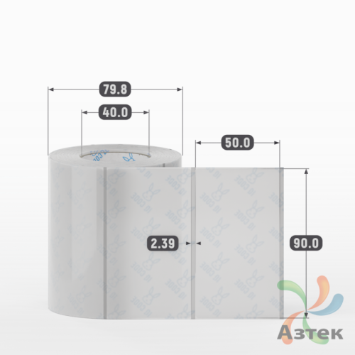 Этикетка самоклеящаяся с печатью 90х50 (рядов 1 по 500 шт) Прозрачный полипропилен в рулоне, втулка 40 мм (к) IQ code + Черная метка