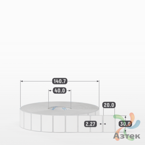Этикетка самоклеящаяся 30х20 (рядов 1 по 5 000 шт) Полипропилен белый в рулоне, втулка 40 мм (к) IQ code 	