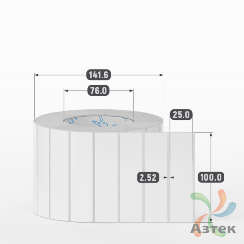 Этикетка самоклеящаяся 100х25 (рядов 1 по 3 000 шт) Полипропилен белый в рулоне, втулка 76 мм (к) IQ code 	