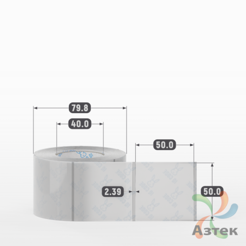 Этикетка самоклеящаяся с печатью 50х50 (рядов 1 по 500 шт) Прозрачный полипропилен в рулоне, втулка 40 мм (к) IQ code + Черная метка