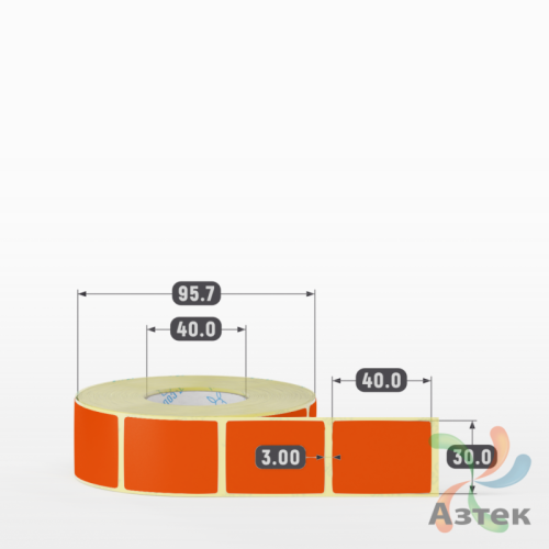 Этикетка 30х40 цветная (рядов 1 по 1000 шт) полуглянцевая, втулка 40 мм (к) цвет -  Pantone Orange 021 C 