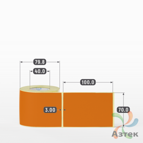 Термоэтикетка 70х100 Termo ECO цветная (рядов 1 по 250 шт), втулка 40 мм (к) цвет - Pantone 158 U, 