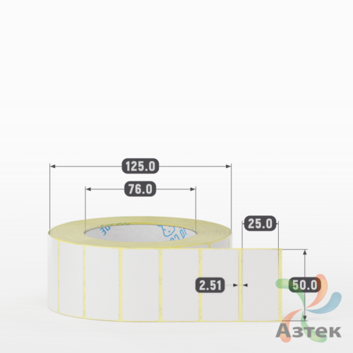 Термотрансферная этикетка 50х25 (рядов 1 по 2 000 шт) Полуглянец в рулоне, втулка 76 мм (к) IQ code