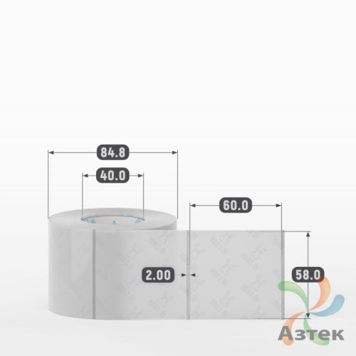 Этикетка самоклеящаяся с печатью 58х60 (рядов 1 по 500 шт) Прозрачный полипропилен в рулоне, втулка 40 мм (к) IQ code + Черная метка