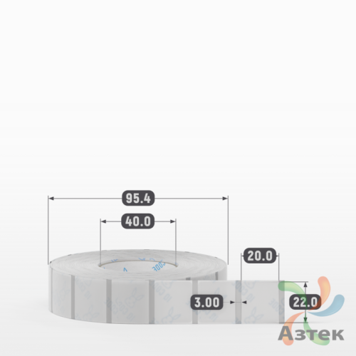 Этикетка самоклеящаяся с печатью 22х20 (рядов 1 по 2 000 шт) Прозрачный полипропилен в рулоне, втулка 40 мм (к) IQ code + Черная метка