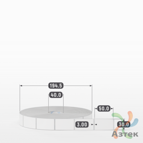 Этикетка самоклеящаяся 30х50 (рядов 1 по 4 000 шт) Полипропилен белый в рулоне, втулка 40 мм (к) IQ code 	
