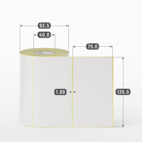Термотрансферная этикетка 135х75 (рядов 1 по 500 шт) Полуглянец в рулоне, втулка 40 мм (к) IQ code