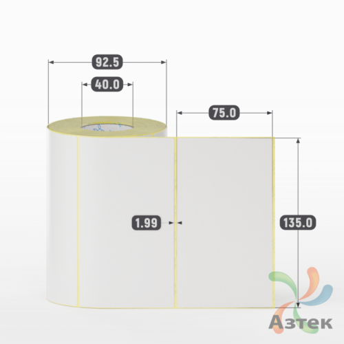 Термотрансферная этикетка 135х75 (рядов 1 по 500 шт) Полуглянец в рулоне, втулка 40 мм (к) IQ code