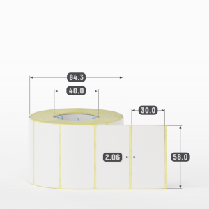 Этикетка самоклеящаяся 58х30 (рядов 1 по 900 шт) Termo ECO съемный клей в рулоне, втулка 40 мм (к) IQ code