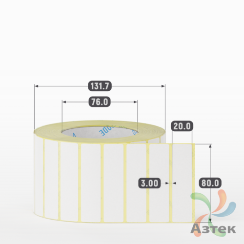 Термоэтикетка ЭКО 80х20 (рядов 1 по 3 000 шт)  в рулоне, втулка 76 мм (к) IQ code