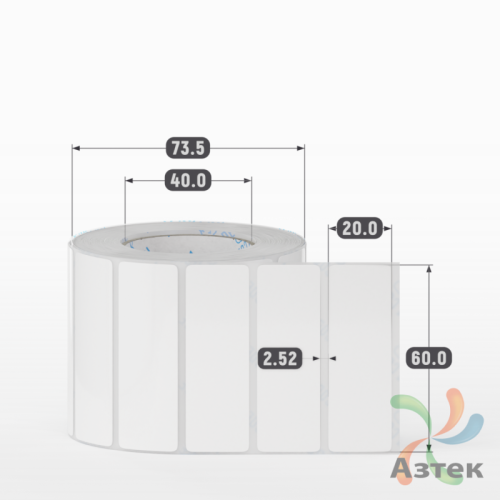 Этикетка самоклеящаяся 60х20 (рядов 1 по 1 000 шт) Полипропилен белый в рулоне, втулка 40 мм (к) IQ code 	