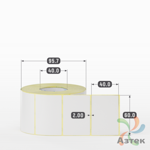Термотрансферная этикетка 60х40 (рядов 1 по 1 000 шт) Полуглянец в рулоне, втулка 40 мм (к) IQ code